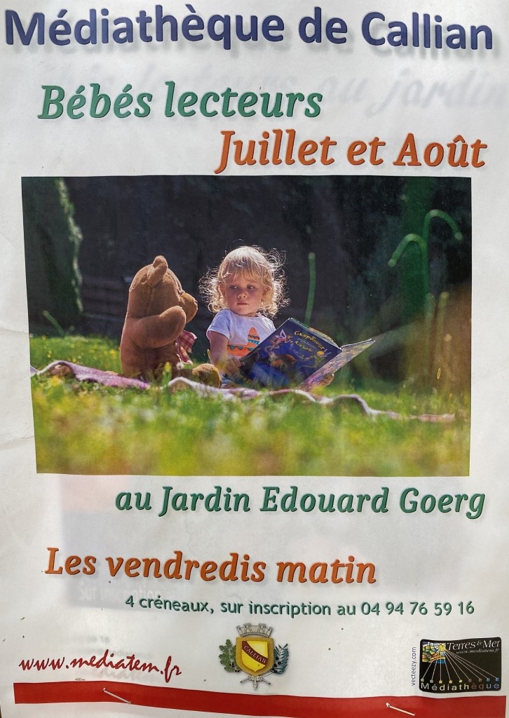 Bébés lecteurs en juillet et août au jardin Édouard Coerg 