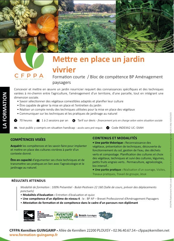 Formation : mettre en place un jardin vivrier (70h, financable CPF)